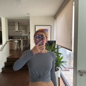 Gray Alo Yoga long-sleeve athletic top